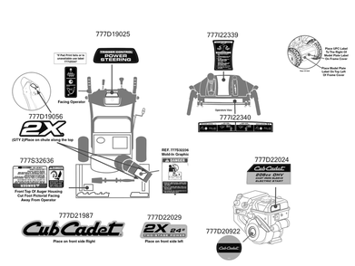 Label Map Diagram and Parts List for 2X24-INCH (31AM5BTR710)(2016) Cub Cadet Snow Blower